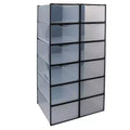Simplify Set of 12 Drop Front Shoe Box Black: Plastic Storage Drawers for Shoe Storage, No Assembly Required