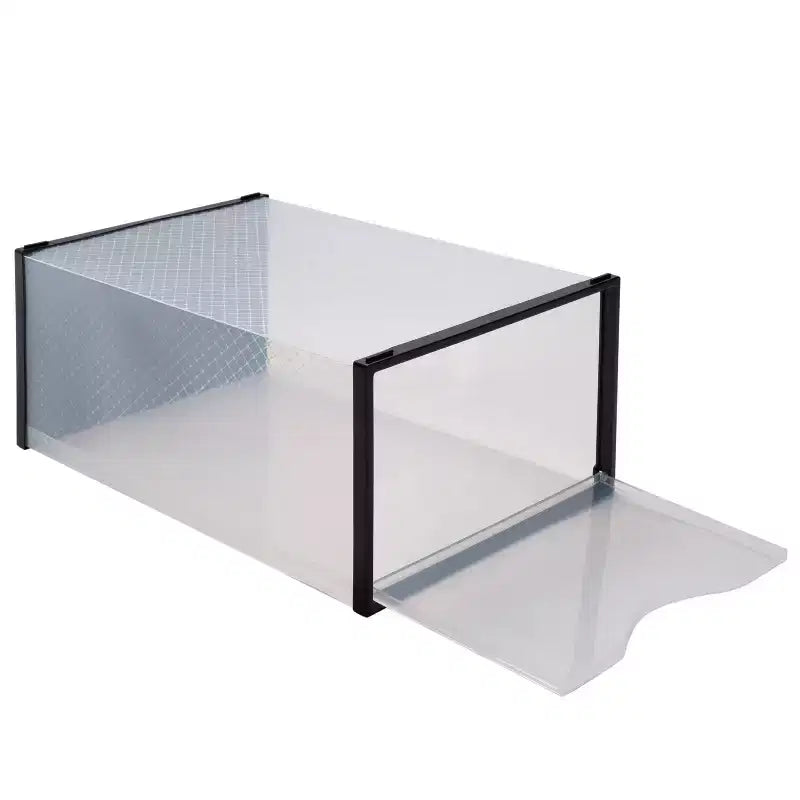 Set di 12 scatole portascarpe con apertura frontale semplificate, nere: cassetti in plastica per scarpe, nessun assemblaggio richiesto