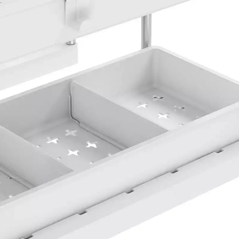 Organizer per Lavello a 2 Livelli Semplificato con Cassetto Bianco