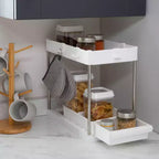 Organizer per Lavello a 2 Livelli Semplificato con Cassetto Bianco