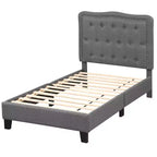 Struttura letto singola Costway con testiera imbottita a bottoni alta 117 cm e supporto a doghe in legno