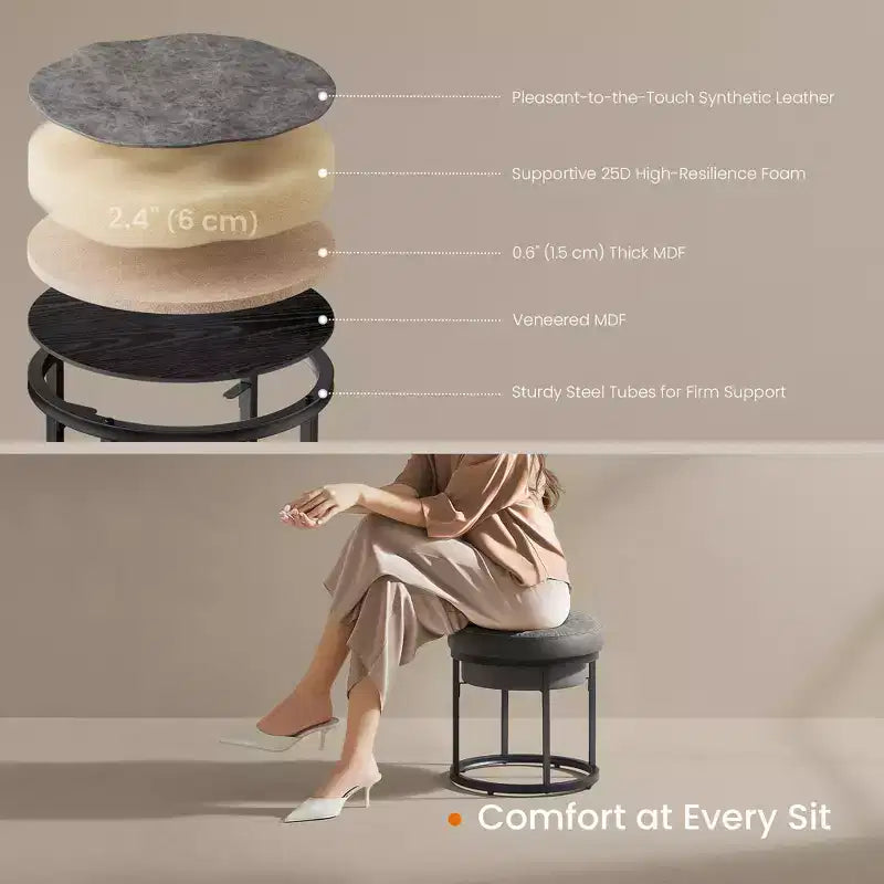 Panca ottomana, sgabello da trucco, pouf piccolo, tavolo ottomano, poggiapiedi, piano reversibile, carico 300 kg