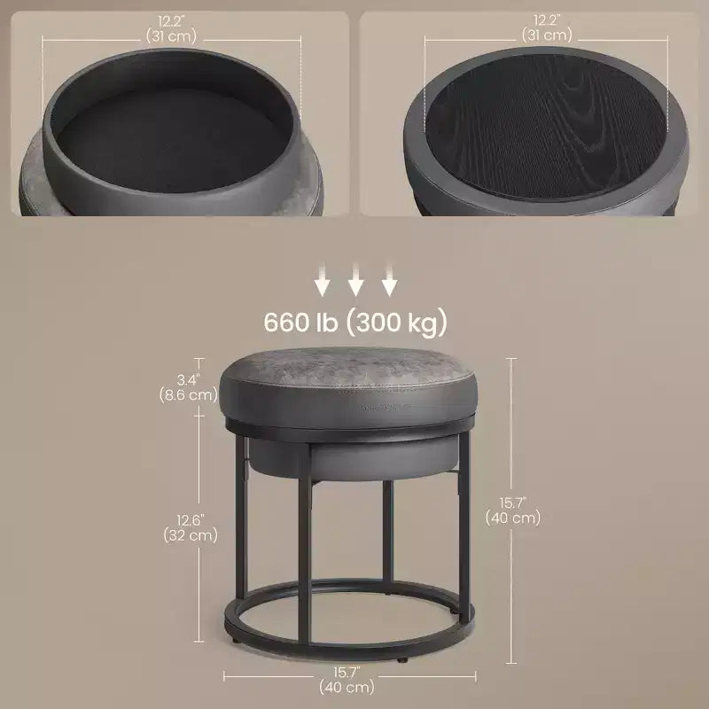 Panca ottomana, sgabello da trucco, pouf piccolo, tavolo ottomano, poggiapiedi, piano reversibile, carico 300 kg