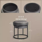 Panca ottomana, sgabello da trucco, pouf piccolo, tavolo ottomano, poggiapiedi, piano reversibile, carico 300 kg