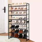 Scarpiera, Organizer per Scarpe a 8 Livelli, Contenitore per Scarpe in Metallo per Garage, Ingresso, Set di 2, Scaffale per Scarpe Impilabile a 4 Livelli