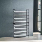 Scarpiera, Organizer per Scarpe a 8 Livelli, Contenitore per Scarpe in Metallo per Garage, Ingresso, Set di 2, Scaffale per Scarpe Impilabile a 4 Livelli