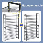 Scarpiera, Organizer per Scarpe a 8 Livelli, Contenitore per Scarpe in Metallo per Garage, Ingresso, Set di 2, Scaffale per Scarpe Impilabile a 4 Livelli