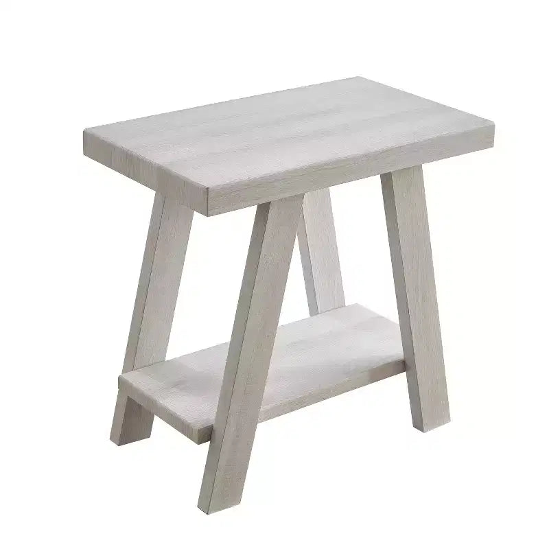 Tavolino contemporaneo con ripiano in legno, modello Athens, finitura bianca