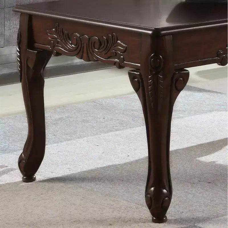 Tavolino da caffè in legno con dettagli tradizionali ornati Roundhill Furniture, finitura ciliegio scuro