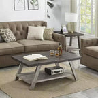 Set di tavolini da caffè a 3 ripiani Roundhill Furniture Athens Contemporary in legno, color noce anticato e grigio