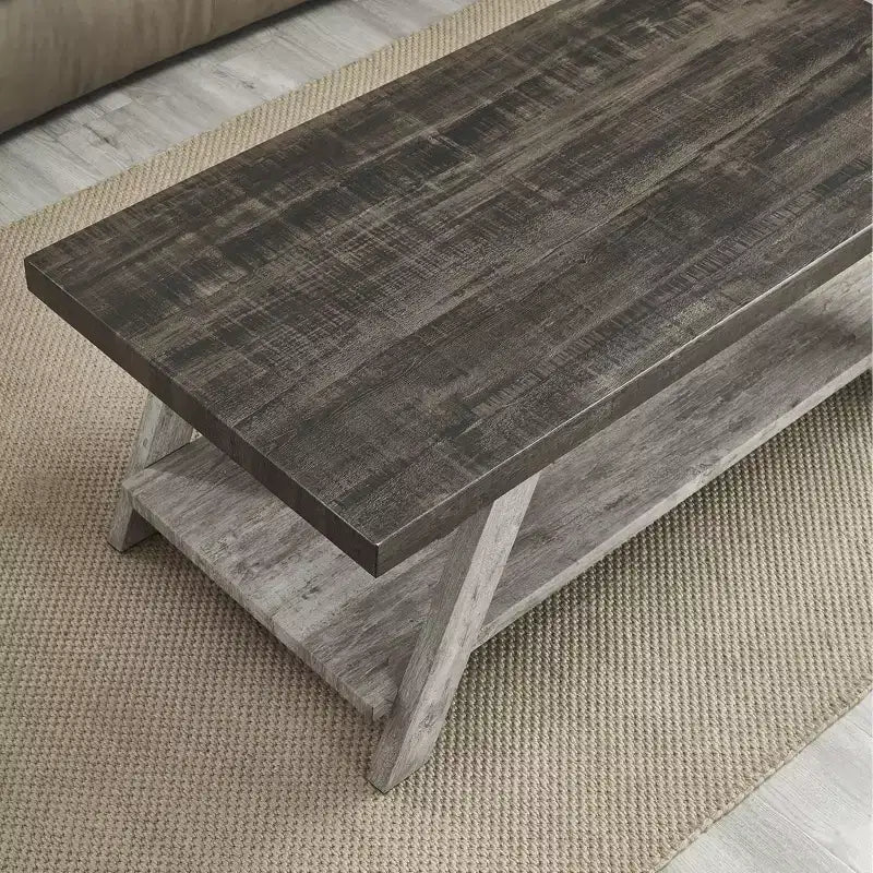 Set di tavolini da caffè a 3 ripiani Roundhill Furniture Athens Contemporary in legno, color noce anticato e grigio