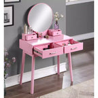 Set mobile bagno e sgabello Liannon in legno moderno, rosa
