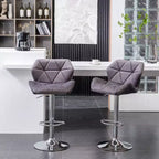 Sgabello da bar girevole e regolabile in altezza Breni Velvet Diamond Tufted, set da 2, grigio