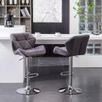Sgabello da bar girevole e regolabile in altezza Breni Velvet Diamond Tufted, set da 2, grigio