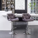 Sgabello da bar girevole e regolabile in altezza Breni Velvet Diamond Tufted, set da 2, grigio