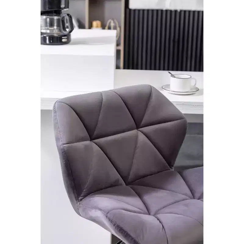 Sgabello da bar girevole e regolabile in altezza Breni Velvet Diamond Tufted, set da 2, grigio