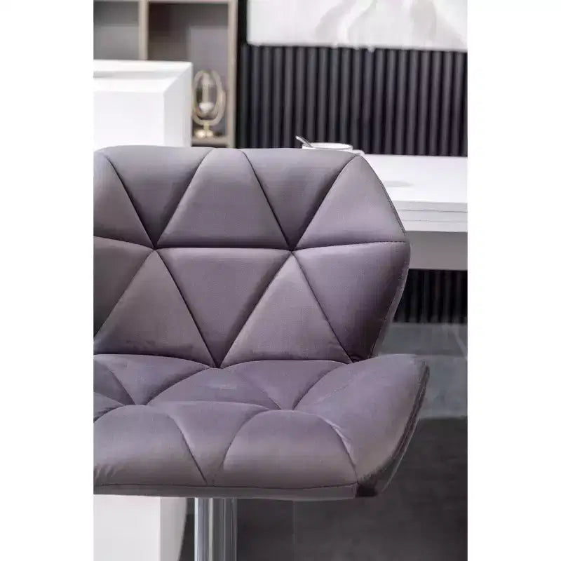 Sgabello da bar girevole e regolabile in altezza Breni Velvet Diamond Tufted, set da 2, grigio
