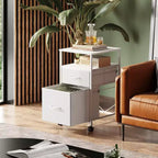 Mobiletto schedario DEXYLLO, porta stampante su ruote con ripiano aperto, schedario verticale in tessuto adatto per formato A4 o Letter per ufficio in casa
