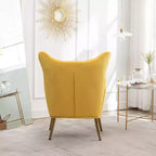 Poltrona a pozzetto in velluto con bottoni capitonné Roundhill Furniture Sovarol, Gialla