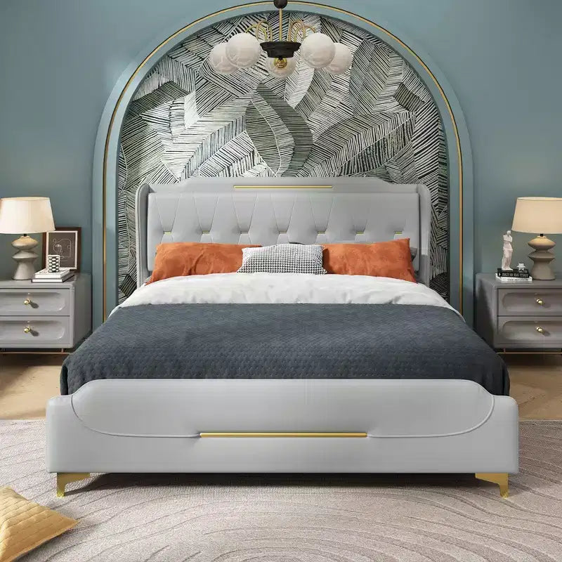 Christopher Knight Home King, letto moderno imbottito in ecopelle con testiera a giorno