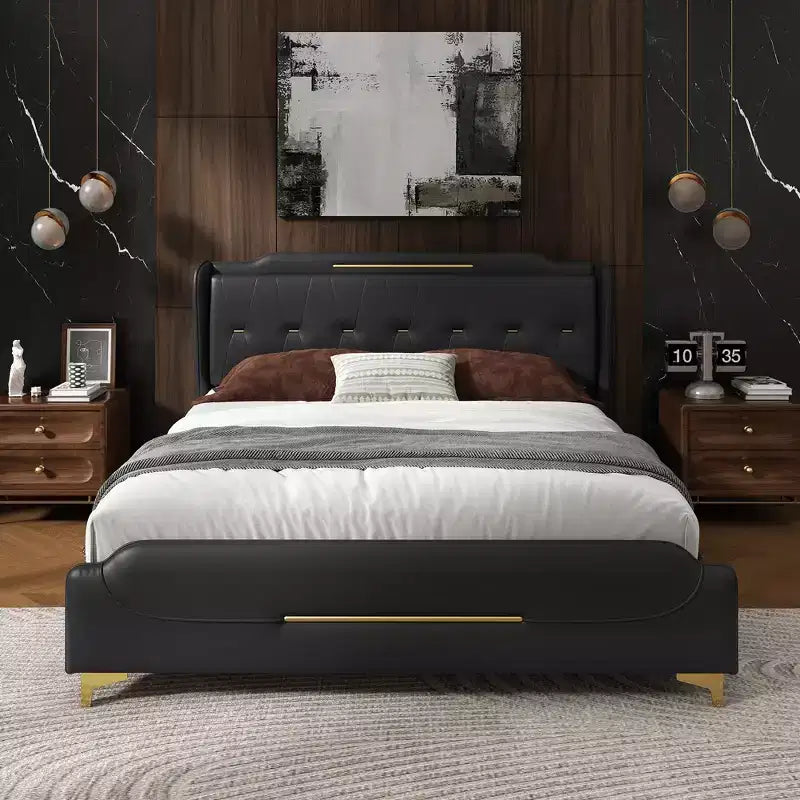Christopher Knight Home King, letto moderno imbottito in ecopelle con testiera a giorno