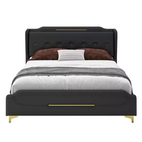 Christopher Knight Home King Modern Faux Leather Upholstered Bed with Wingback Headboar