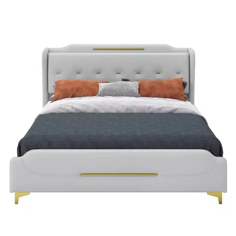 Christopher Knight Home King, letto moderno imbottito in ecopelle con testiera a giorno
