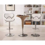 Sgabelli da Bar Girevoli Regolabili con Alzata ad Aria in Similpelle Masaccio di Roundhill Furniture, Bianchi, Set da 2