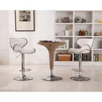Sgabelli da Bar Girevoli Regolabili con Alzata ad Aria in Similpelle Masaccio di Roundhill Furniture, Bianchi, Set da 2