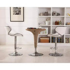 Sgabelli da Bar Girevoli Regolabili con Alzata ad Aria in Similpelle Masaccio di Roundhill Furniture, Bianchi, Set da 2