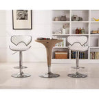 Sgabelli da Bar Girevoli Regolabili con Alzata ad Aria in Similpelle Masaccio di Roundhill Furniture, Bianchi, Set da 2