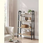 Scaffale a Scala, Libreria a 4 Ripiani, Scaffale Contenitore, Libreria con Struttura in Acciaio, per Soggiorno, Ufficio, Cucina, Camera da Letto, Stile Industriale