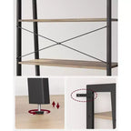Scaffale a Scala, Libreria a 4 Ripiani, Scaffale Contenitore, Libreria con Struttura in Acciaio, per Soggiorno, Ufficio, Cucina, Camera da Letto, Stile Industriale