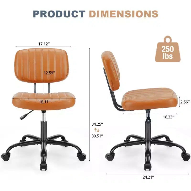 JIONJOY Poltrona da ufficio piccola senza braccioli in pelle PU ergonomica