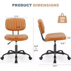 JIONJOY Poltrona da ufficio piccola senza braccioli in pelle PU ergonomica