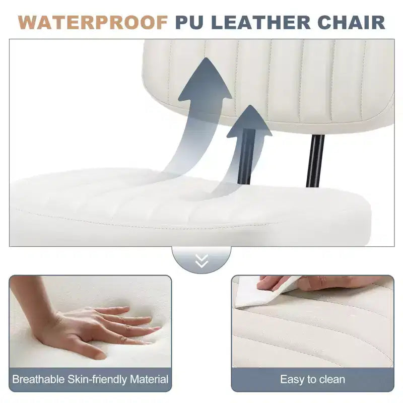 JIONJOY Poltrona da ufficio piccola senza braccioli in pelle PU ergonomica