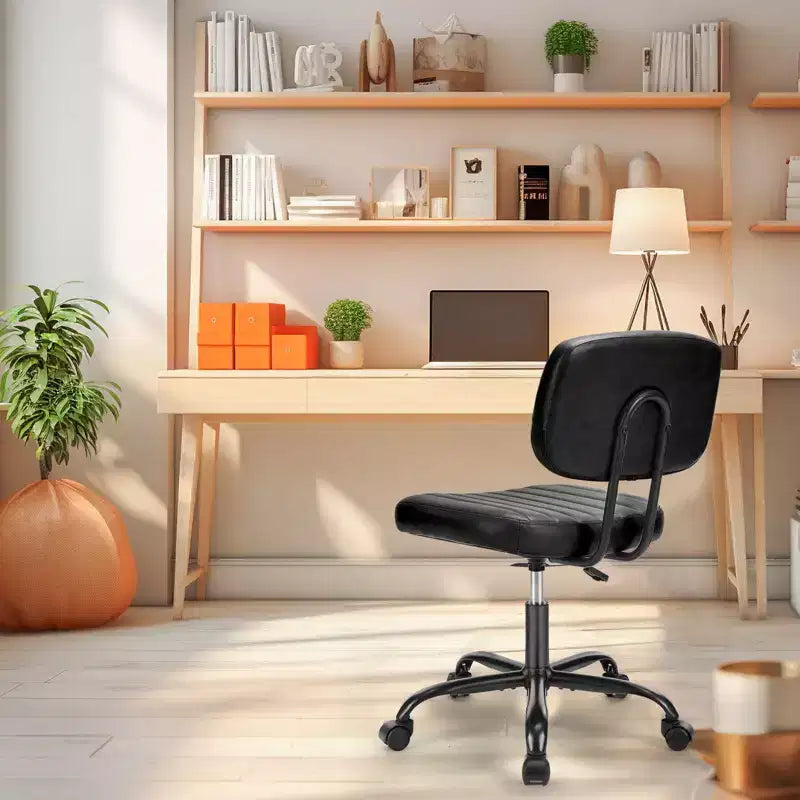 JIONJOY Poltrona da ufficio piccola senza braccioli in pelle PU ergonomica