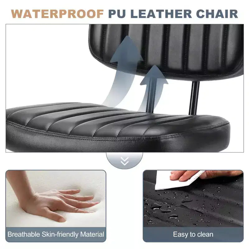 JIONJOY Poltrona da ufficio piccola senza braccioli in pelle PU ergonomica