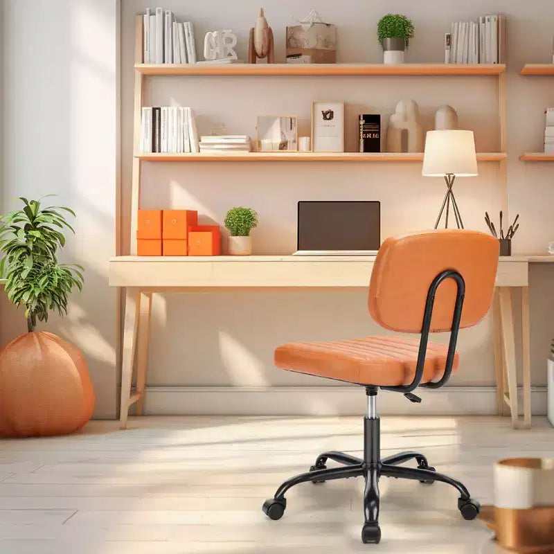 JIONJOY Poltrona da ufficio piccola senza braccioli in pelle PU ergonomica