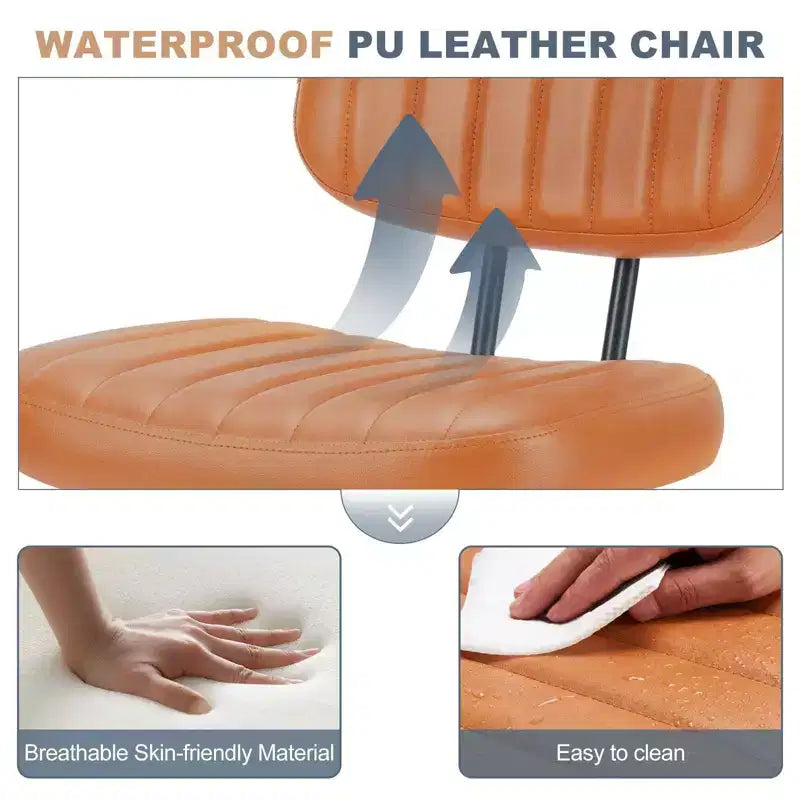 JIONJOY Poltrona da ufficio piccola senza braccioli in pelle PU ergonomica