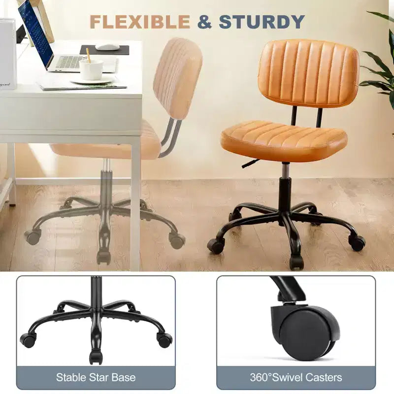 JIONJOY Poltrona da ufficio piccola senza braccioli in pelle PU ergonomica