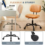 JIONJOY Poltrona da ufficio piccola senza braccioli in pelle PU ergonomica