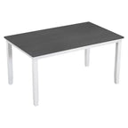 Set da pranzo in legno Whisen Farmhouse da 6 pezzi con panca imbottita e 4 sedie - Grigio+Bianco