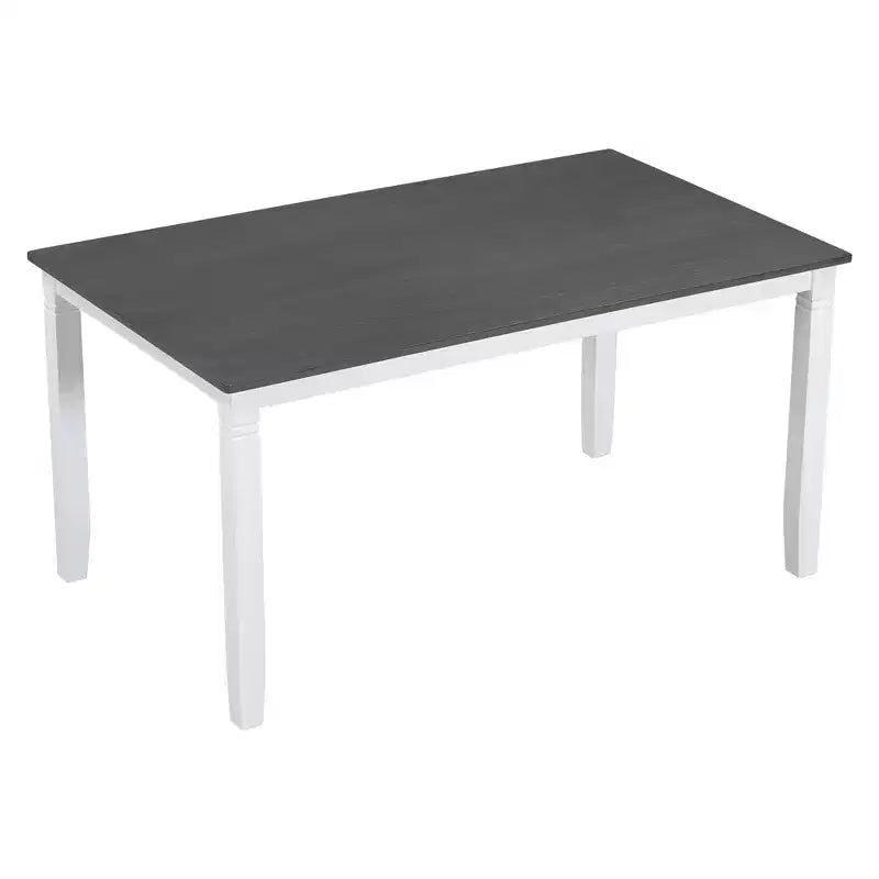 Set da pranzo in legno Whisen Farmhouse da 6 pezzi con panca imbottita e 4 sedie - Grigio+Bianco