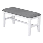 Set da pranzo in legno Whisen Farmhouse da 6 pezzi con panca imbottita e 4 sedie - Grigio+Bianco