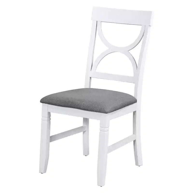 Set da pranzo in legno Whisen Farmhouse da 6 pezzi con panca imbottita e 4 sedie - Grigio+Bianco