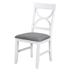 Set da pranzo in legno Whisen Farmhouse da 6 pezzi con panca imbottita e 4 sedie - Grigio+Bianco