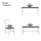 Set da pranzo in legno Whisen Farmhouse da 6 pezzi con panca imbottita e 4 sedie - Grigio+Bianco