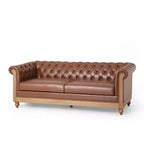 Divano a 3 Posti 79W, Divano Imbottito Vintage in Legno con Bottoni -Christopher Knight Home