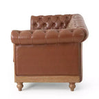 Divano a 3 Posti 79W, Divano Imbottito Vintage in Legno con Bottoni -Christopher Knight Home